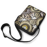 Steampunk Metallic Gears Print Rectangular Crossbody Bag