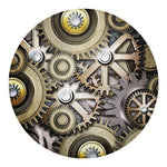Steampunk Metallic Gears Print Round Blanket
