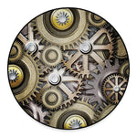 Steampunk Metallic Gears Print Round Floor Mat