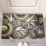 Steampunk Metallic Gears Print Rubber Doormat
