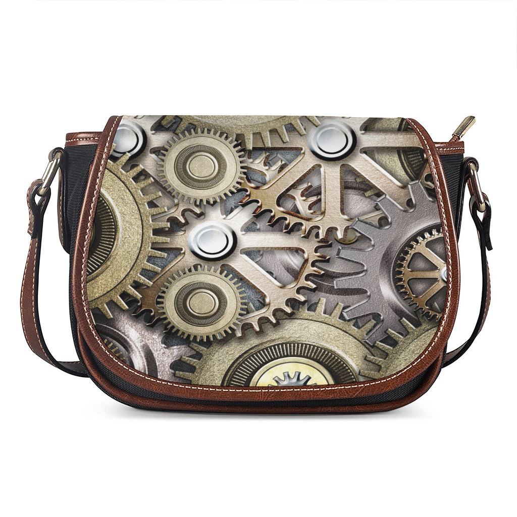 Steampunk Metallic Gears Print Saddle Bag
