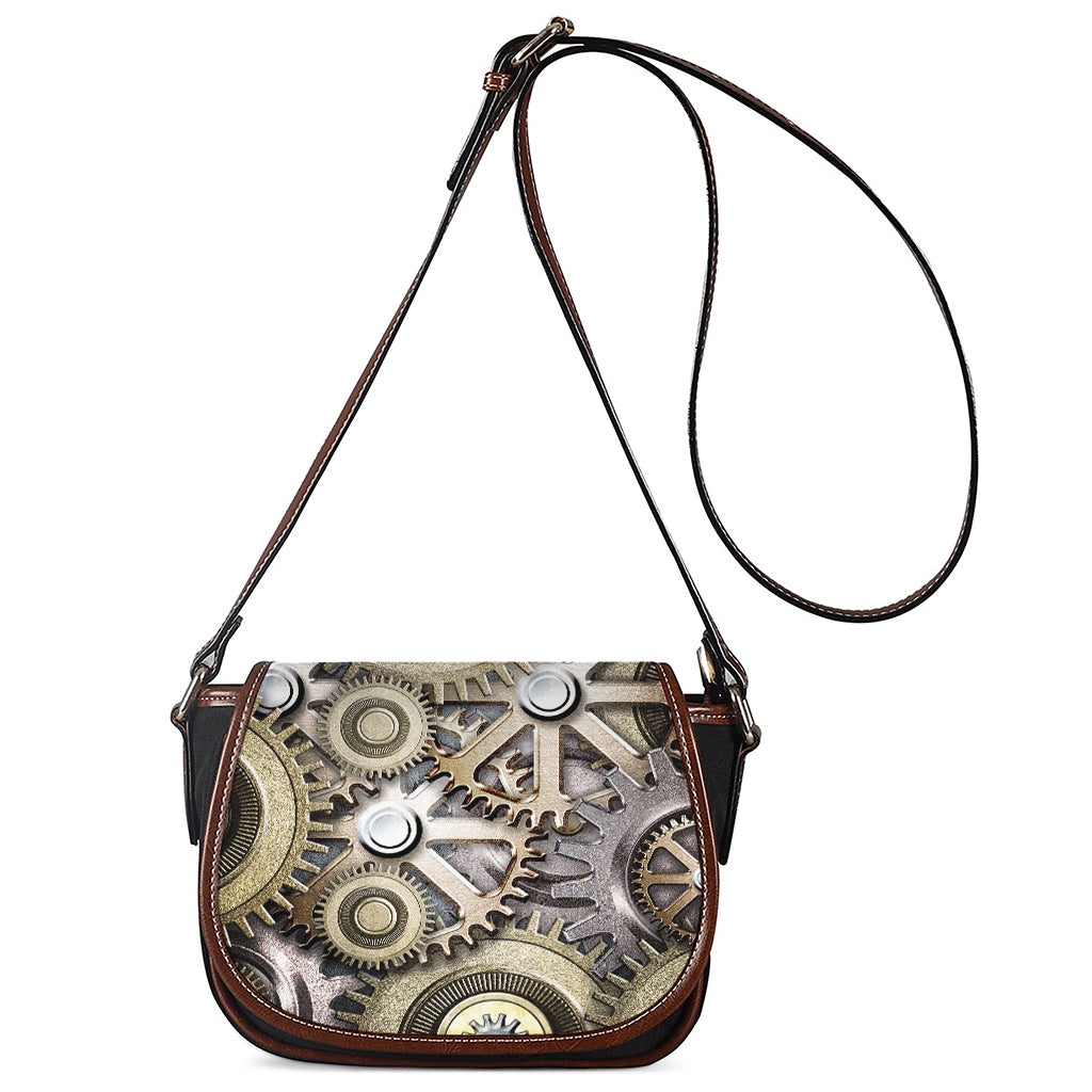 Steampunk Metallic Gears Print Saddle Bag