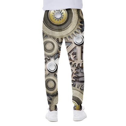 Steampunk Metallic Gears Print Scuba Joggers