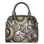 Steampunk Metallic Gears Print Shoulder Handbag