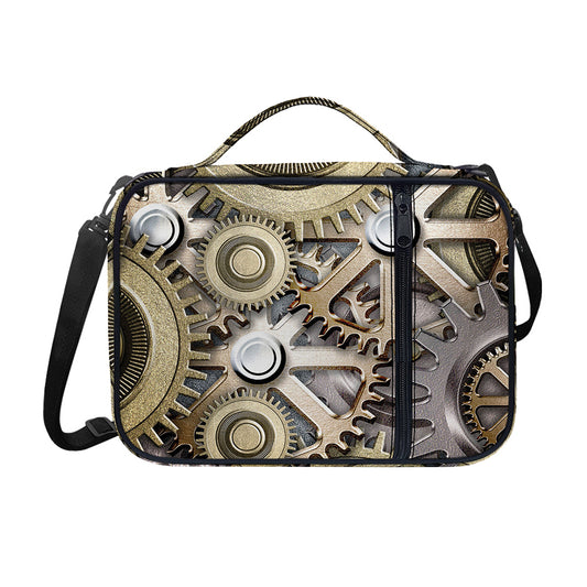 Steampunk Metallic Gears Print Shoulder Strap Bible Bag