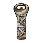 Steampunk Metallic Gears Print Single Neoprene Wine Tote
