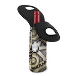 Steampunk Metallic Gears Print Single Neoprene Wine Tote