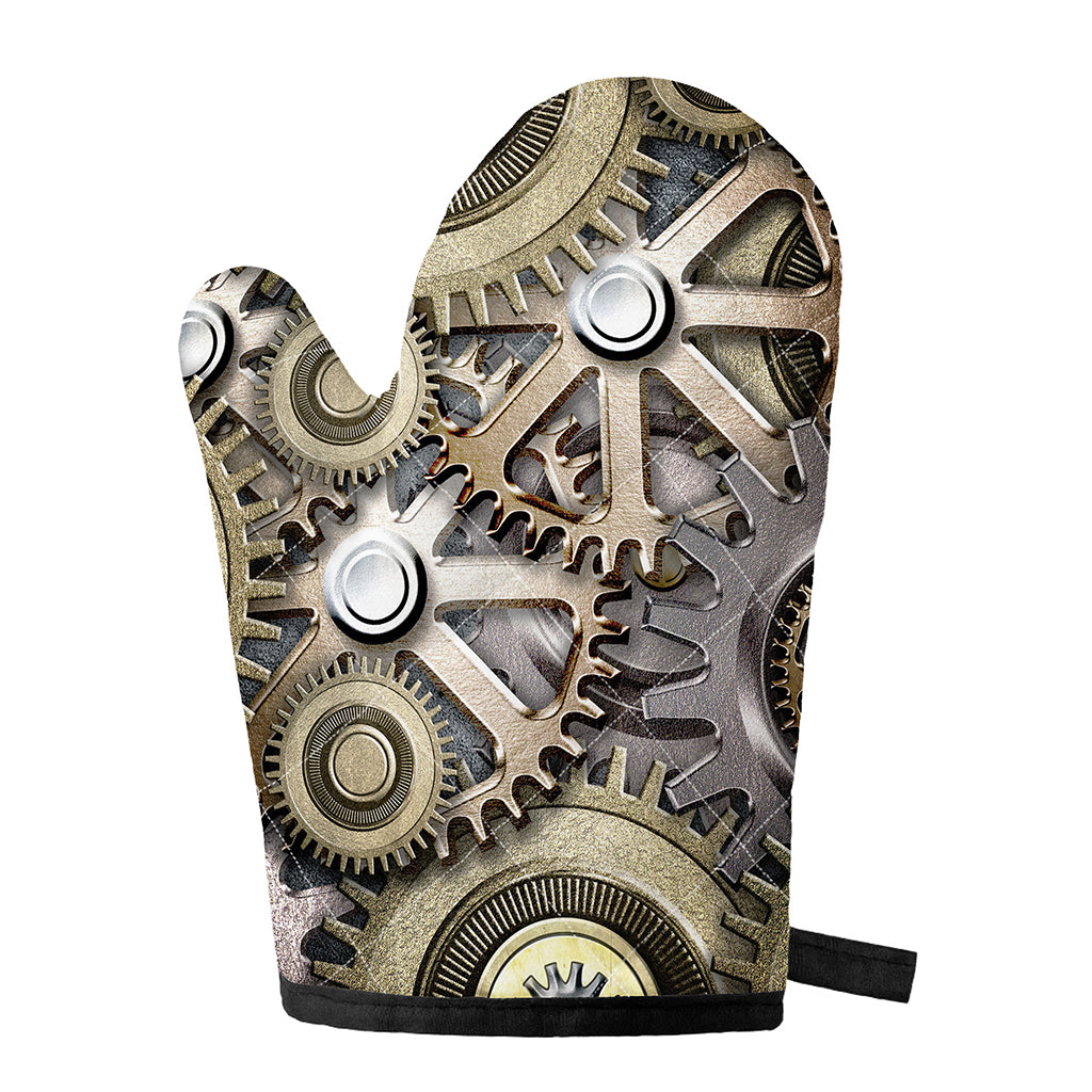 Steampunk Metallic Gears Print Single Oven Mitt