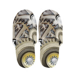 Steampunk Metallic Gears Print Slippers