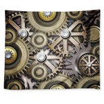Steampunk Metallic Gears Print Tapestry