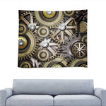 Steampunk Metallic Gears Print Tapestry