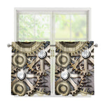Steampunk Metallic Gears Print Tier Curtains