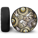 Steampunk Metallic Gears Print Tire Cover