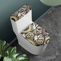Steampunk Metallic Gears Print Toilet Lid And Tank Cover Set