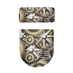 Steampunk Metallic Gears Print Toilet Lid And Tank Cover Set