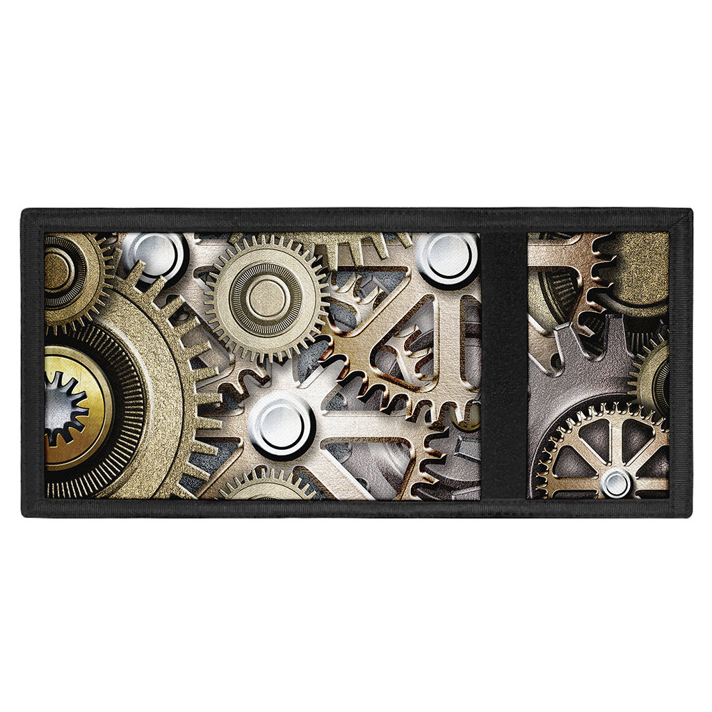 Steampunk Metallic Gears Print Trifold Wallet