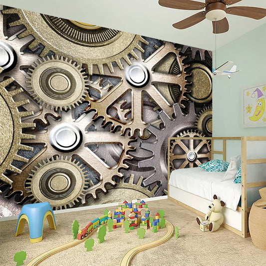 Steampunk Metallic Gears Print Wall Sticker
