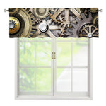 Steampunk Metallic Gears Print Window Valance