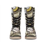 Steampunk Metallic Gears Print Winter Boots