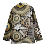 Steampunk Metallic Gears Print Women's Cotton Blazer