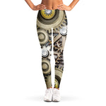 Steampunk Metallic Gears Print Women's Leggings