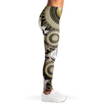 Steampunk Metallic Gears Print Women's Leggings