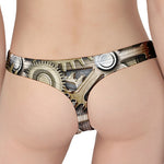 Steampunk Metallic Gears Print Women's Thong