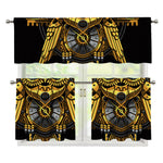 Steampunk Owl Print 3 Piece Kitchen Curtains