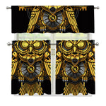 Steampunk Owl Print 3 Piece Kitchen Curtains