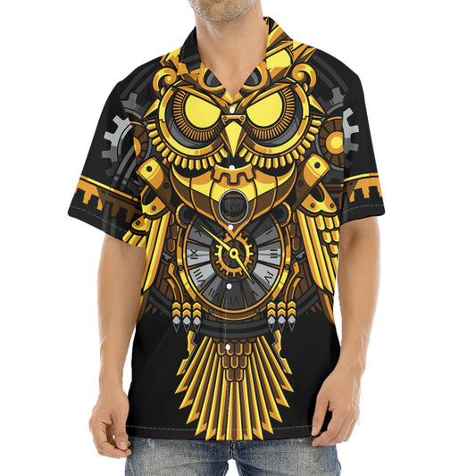 Steampunk Owl Print Aloha Shirt