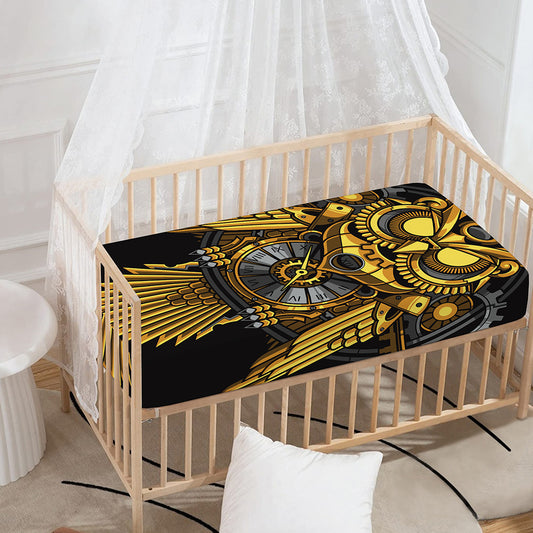 Steampunk Owl Print Baby Crib Sheet