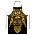 Steampunk Owl Print Bib Apron With Pocket