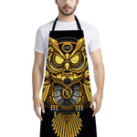 Steampunk Owl Print Bib Apron With Pocket
