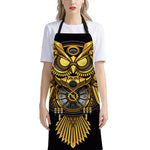 Steampunk Owl Print Bib Apron With Pocket