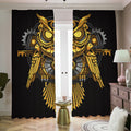Steampunk Owl Print Dimout Pencil Pleat Curtains