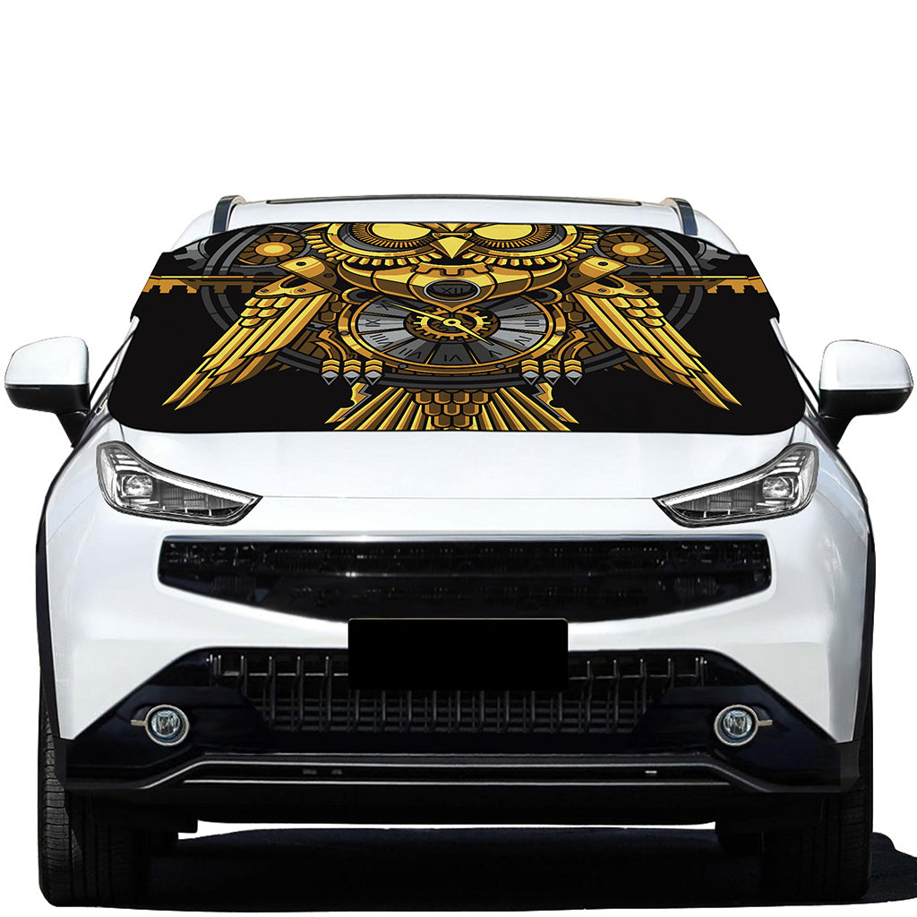 Steampunk Owl Print Car Windshield Snow Cover