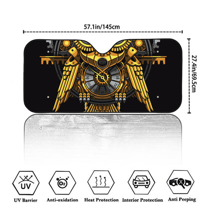 Steampunk Owl Print Car Windshield Sun Shade