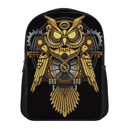 Steampunk Owl Print Casual Backpack