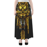 Steampunk Owl Print Chiffon Maxi Skirt