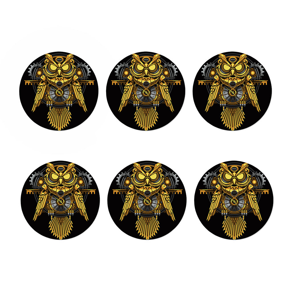 Steampunk Owl Print Coaster Set