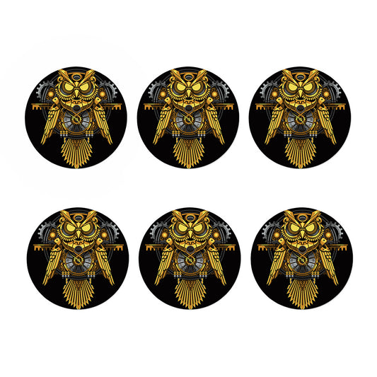 Steampunk Owl Print Coaster Set