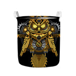 Steampunk Owl Print Collapsible Laundry Basket