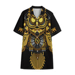 Steampunk Owl Print Cotton Hawaiian Shirt