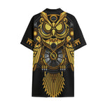 Steampunk Owl Print Cotton Hawaiian Shirt