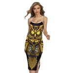 Steampunk Owl Print Cross Back Cami Dress