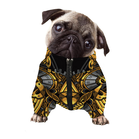 Steampunk Owl Print Dog Zip Up Jacket