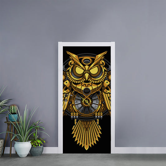 Steampunk Owl Print Door Sticker