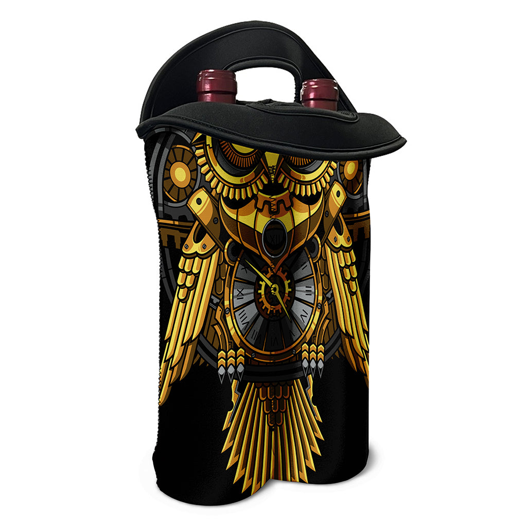 Steampunk Owl Print Double Neoprene Wine Tote