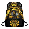 Steampunk Owl Print Drawstring Backpack