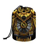Steampunk Owl Print Drawstring Makeup Bag